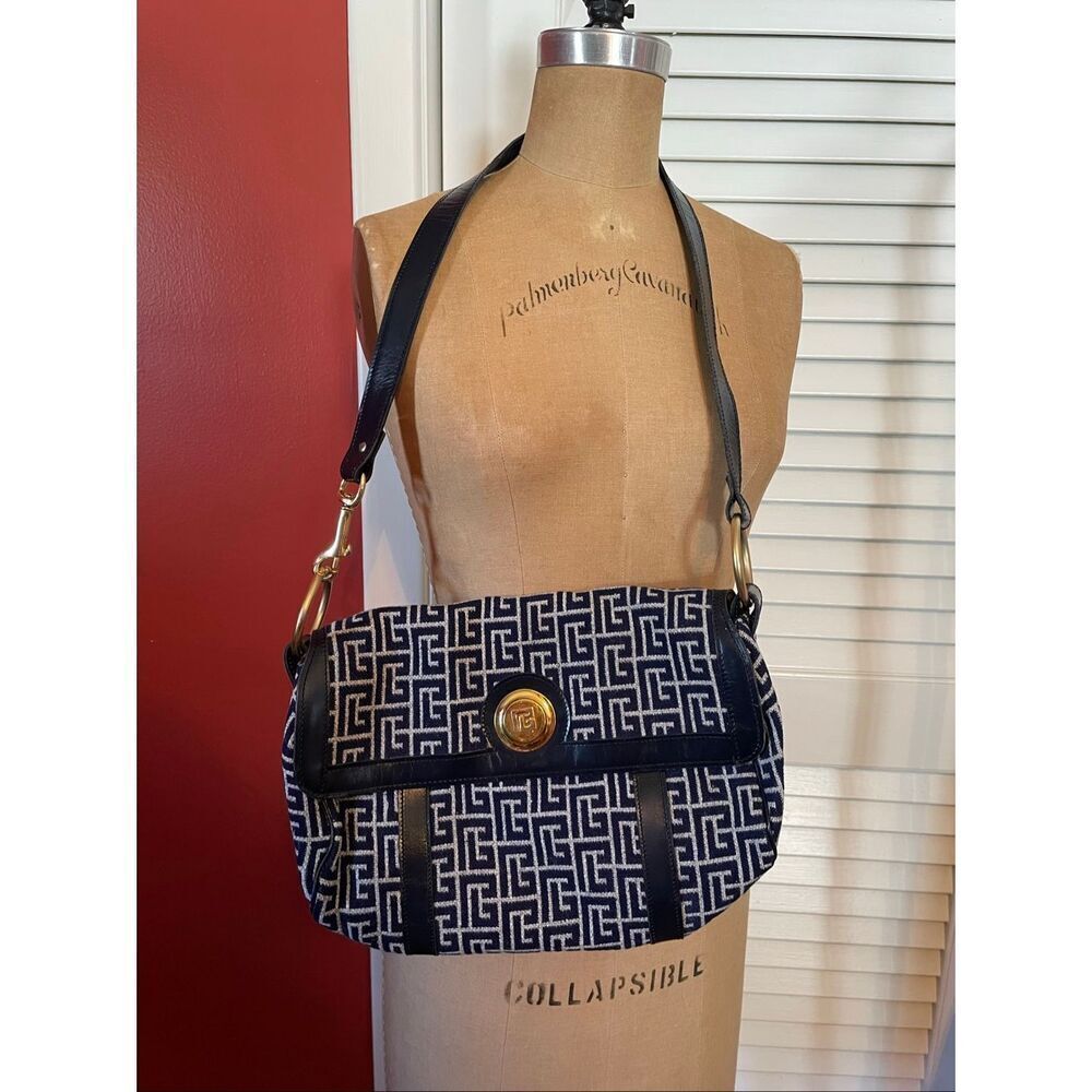 PIERRE BALMAIN | vintage 1970s labyrinth monogram shoulder bag